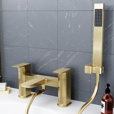 Nes Home Astra Bath Shower Mixer Tap - Brass - Gold - Image 6