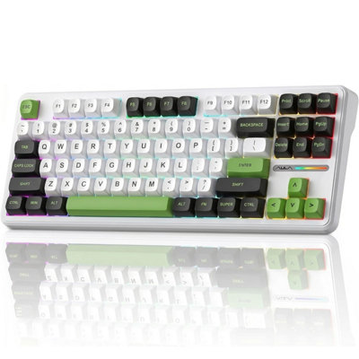 B&Q Aula F87 Pro Wireless Mechanical Keyboard, Tri-Mode Bluetooth 2.4Ghz Usb, 87 Key Tkl Gasket Hot Swappable Gaming Keyboard, White