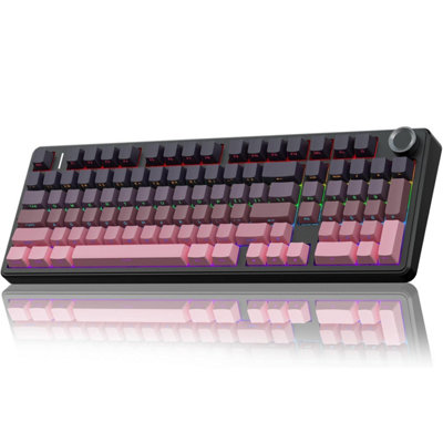 B&Q Aula F99 Pro Wireless Mechanical Keyboard With Knob, Tri-Mode Hot Swappable Keyboard, Gasket Structure Gaming Keyboards, Pink