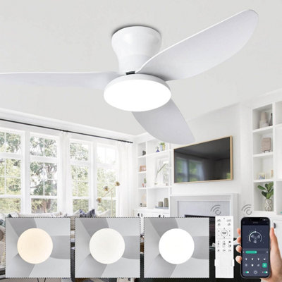 - 100Cm Low Profile Indoor Ceiling Fan With Light And Remote App ControlLed Dimmable Ac Reversible Modern Ceiling Fan For Bedroom