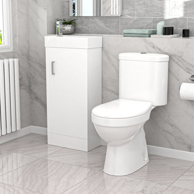 Nes Home White 400mm Basin Sink Vanity Unit And Wc Toilet Set from B&Q