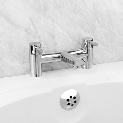 B&Q -  Round Deck Mounted Bridge Bath Filler Tap Chrome