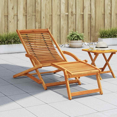 Berkfield Deck Chair With Footrest Solid Acacia Wood from B&Q
