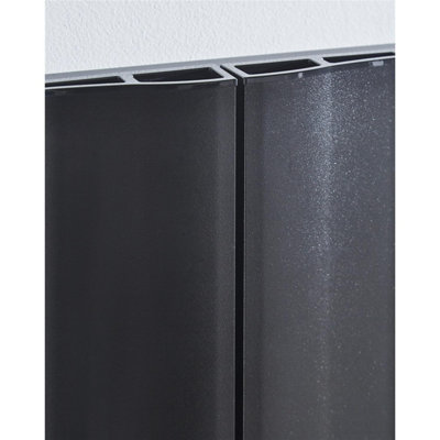 575mm (H) x 1452mm (W) - Black Single Panel Horizontal Aluminium Radiator (Barriere) - (0.57m x 1.45m) - Depth 55mm