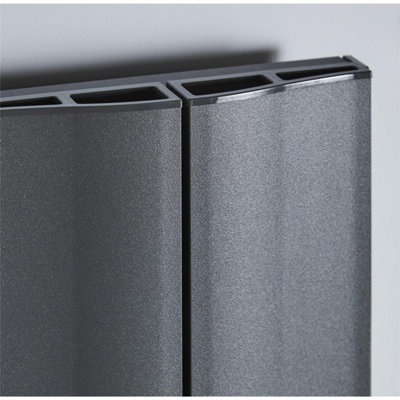 575mm (H) x 1452mm (W) - Grey Double Panel Horizontal Aluminium Radiator (Barriere) - (0.57m x 1.45m) - Depth 88mm