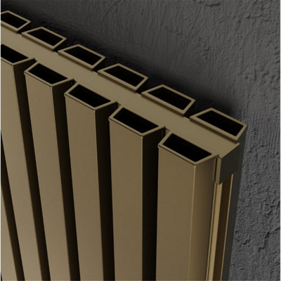 575mm (H) x 404mm (W) - Bronze Double Panel Horizontal Aluminium Radiator (Ryhall) - (0.57m x 0.40m) - Depth 74.5mm