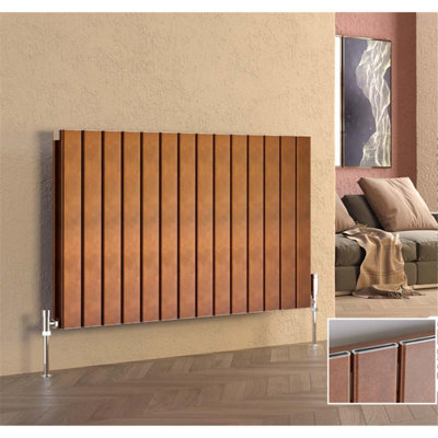 575mm (H) x 588mm (W) - Copper Horizontal Single Panel Horizontal Aluminium Radiator (Bala) - (0.57m x 0.58m) - Depth 37mm