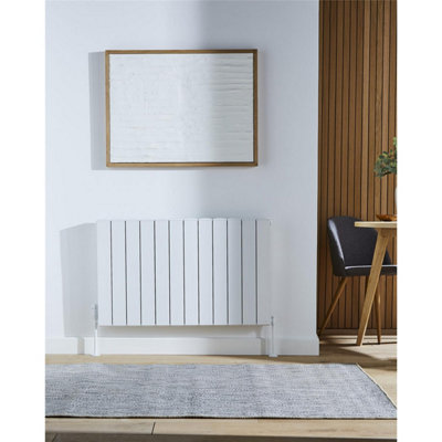 575mm (H) x 636mm (W) - White Horizontal Aluminium Radiator (Wollin ) - (0.57m x 0.63m) - Depth 60mm