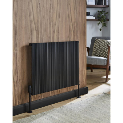 575mm (H) x 719mm (W) - Black Double Panel Horizontal Aluminium Radiator (Tavistock ) - (0.57m x 0.71m) - Depth 52mm