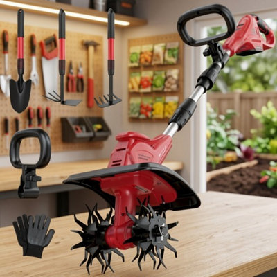  - Cordless Tiller Cultivator Folding 310Rpm Tool Only Compatible With 18V Battery Garden Soil Loosener