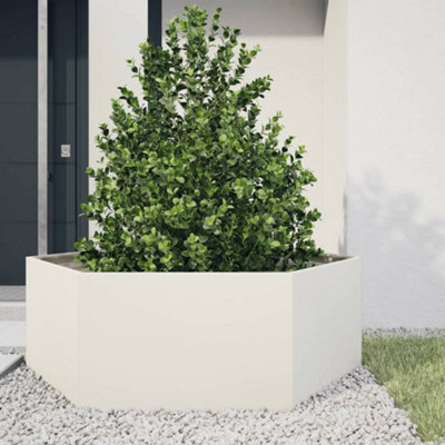 B&Q -  Garden Planter White Hexagon 138X120X45 Cm Steel