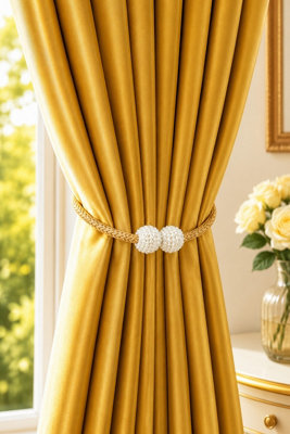 - Pearl Magnetic Curtain Tiebacks 2 Pack Yellow