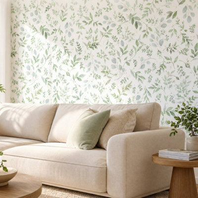  - Self-Adhesive Floral Wallpaper Roll Leaves 5 M