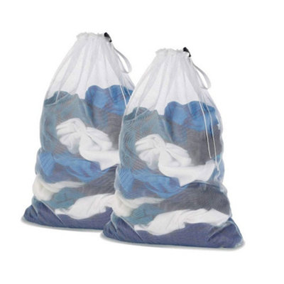  - 2Pcs Large 60X80Cm Mesh Laundry Wash Bags With Drawstring