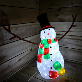 57cm Acrylic Snowman Light Up Christmas Decoration 72 Ice White LEDs