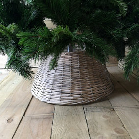 57CM X 28CM Wicker Willow Tree Skirt In a Natural Grey Colour