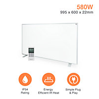 580W NXT Portable Remote Controllable Electric Infrared panel Heater (Feet Included)