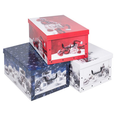Urbn-Living Set Of 3 Large 45L Christmas Xmas Storage Box With Lids from B&Q