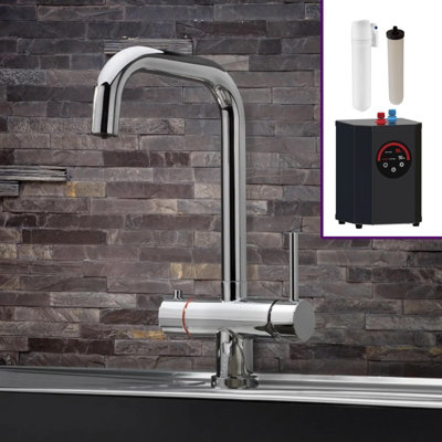 Nes Home Unisex Silver 3 In 1 Single Lever Boiler Chrome Kitchen Mixer Complete Tap Set In | : 296Mm X 253Mm - Image 3