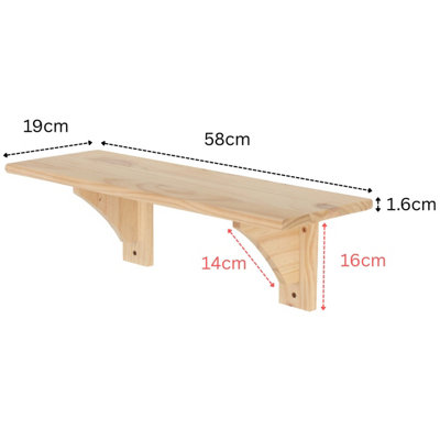 585mm Shelf Kit, Solid Pine Wood, Natural Sanded