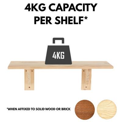 585mm Shelf Kit, Solid Pine Wood, Natural Sanded