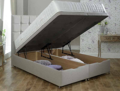 5Ft King Size Cuba Silver Divan Ottoman Gas Lift Storage Bed
