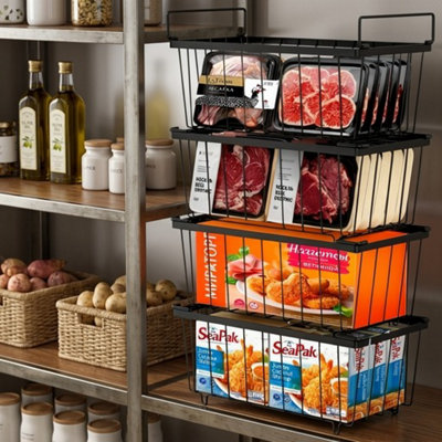 Freezer Stackable Storage Baskets Metal Wire Chest Freezer Organiser4 Pack