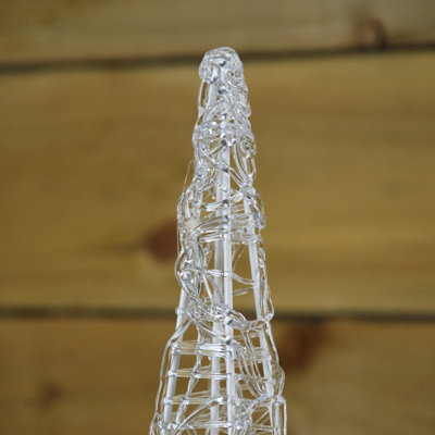 58CM Cool White 30 LED Flashing Outdoor Christmas Acrylic Pyramid
