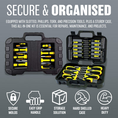 58Pc Screwdriver Set In Case Tool Kit Torx Bit Precision Phillips Slotted