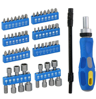 58Pcs Ratchet Screwdriver & Bit Set DIY at B&Q