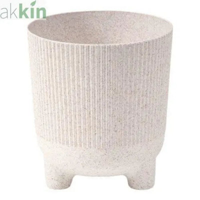 Aria Eco Wood Jumper Planter With Feet 14CmWhite from B&Q