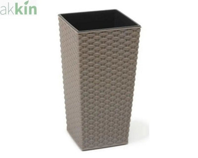 Finesse Eco Rattan Effect Planter Tall Square 19CmGrey from B&Q