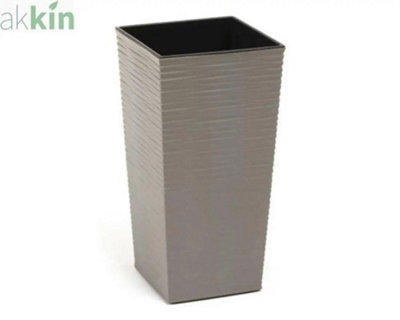 Finesse Eco Chisel Effect Planter Tall Square 19CmGrey from B&Q