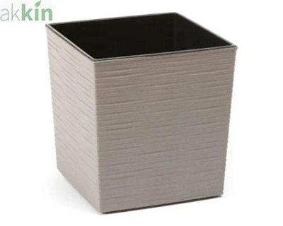 Yukka Eco Chisel Effect Planter Square 19CmGrey from B&Q