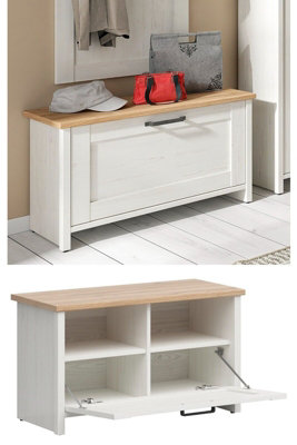 B&Q -  Shoe Cabinet Storage Cupboard Hallway Unit White Pine Oak Shabby Chic Loksa