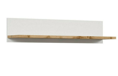 B&Q -  Wall Shelf Floating Display Panel 106Cm Modern White Oak Effect Storage Holten