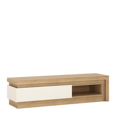 B&Q -  Lyon 1 Drawer Tv Cabinet With Open Shelf In Riviera Oak/white High Gloss