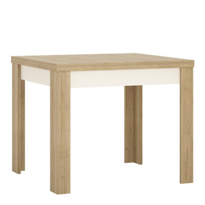 Rackhams White/Brown Lyon Small Extending Dining Table 90/180Cm In Riviera Oak/ High Gloss - No - Image 6