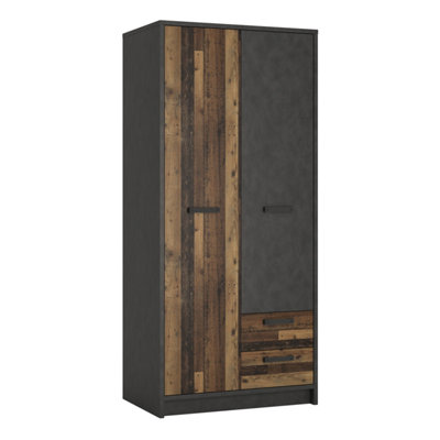 Furniture To Go Brooklyn 2 Door Wardrobe With 2 Drawers In Walnut And Dark Matera Grey from B&Q