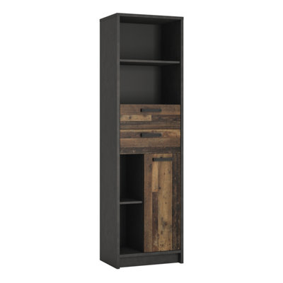 Furniture To Go Brooklyn Bookcase In Walnut And Matera Dark/Grey
