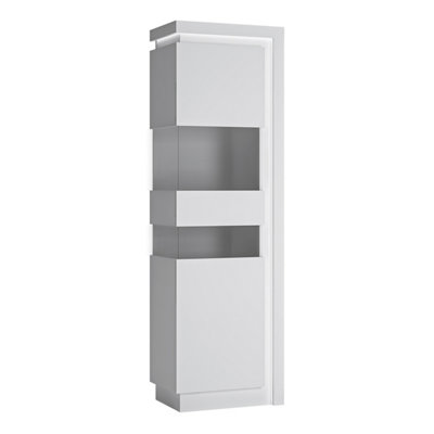 Furniture to Go Lyon Tall Narrow Display Cabinet White LED Lighting - Image 7