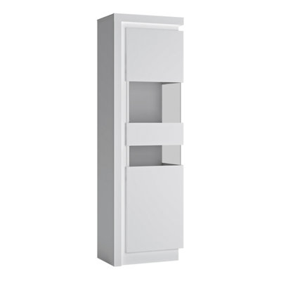 Rackhams White Lyon Tall Narrow Display Cabinet (Rhd) (Including Led Lighting) In And High Gloss - Full Assembly Required - High Gloss - Image 7