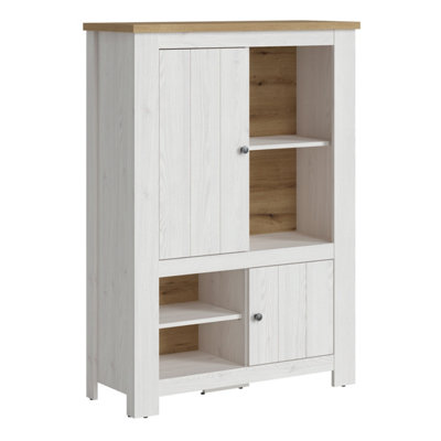 Furniture To Go Celesto 2 Door 4 Shelves Cabinet In White And Oak