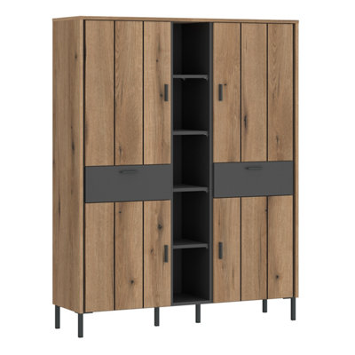 B&Q -  Arundel Wardrobe 4 Door 2 Drawer In Oak/grey