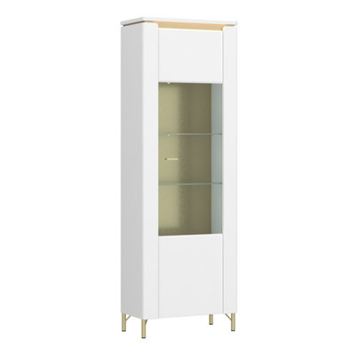 Furniture To Go Lazio Vitrin 1 Door In Alpine White/White Gloss - Alpine White & White - Image 5