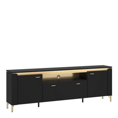 Furniture To Go Genoa Tv Cabinet 2 Door 1 Drawer 200Cm Wide In Black Matt/gold from B&Q