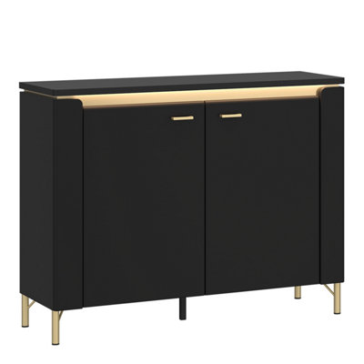 Furniture To Go Genoa Sideboard 2 Door In Black Matt/gold from B&Q