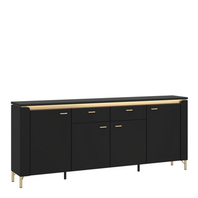Furniture To Go Genoa Sideboard 4 Door 2 Drawer In Black Matt/gold from B&Q
