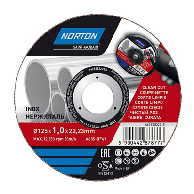 Norton Inox & Metal Cutting Disc 125mm X 1mm X 22.2mm from B&Q