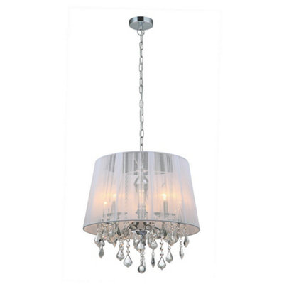 Luminosa Lighting Luminosa Hanging Pendant ChromeWhite 5 Light  With White Cloth ShadeE14 from B&Q
